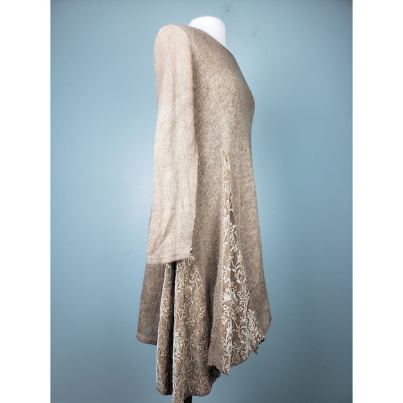 SCANDAL ITALY Women's S Dress Burlap Mohair Lagenlook Lace‎ Coastal Mixed Media - Picture 5 of 9